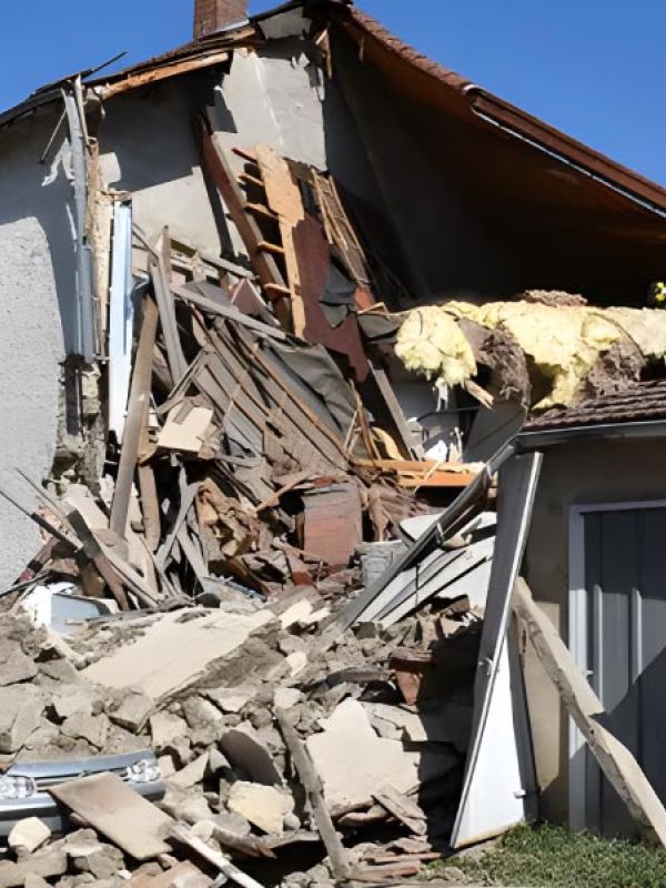 Maison completement dédruite par le champignon mérule