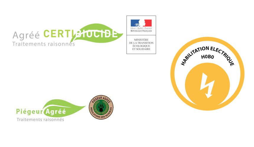 Ensemble des logos d'agréments de piégeur de nuisible dans les hauts de France